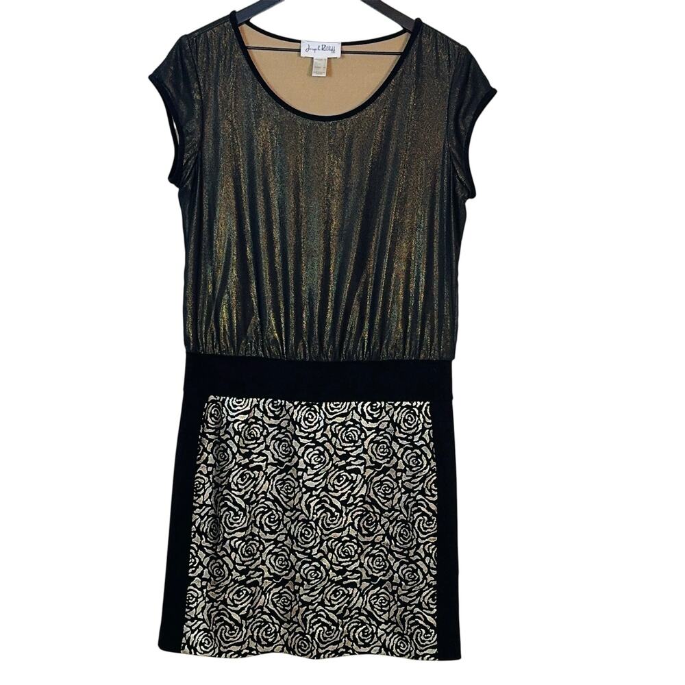 ✨ Joseph Ribkoff Black Gold Metallic Dress Size 10
